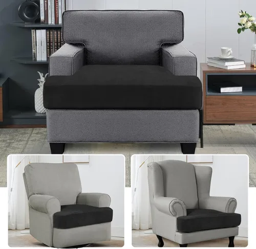 Vista 2 de H.VERSAILTEX Fundas de terciopelo elástico para silla con cojín en forma de T para sala de estar, funda de sofá, funda de asiento con cojín