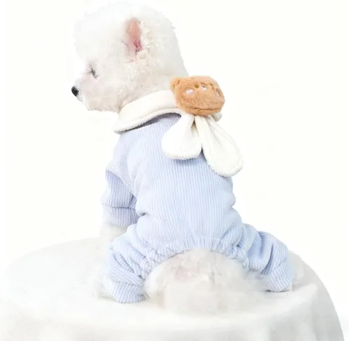 Vista 11 de Sudadera con capucha para perro, pijama de forro polar suave, pantalones de forro polar cálido, traje de Navidad para perros pequeños, disfraz