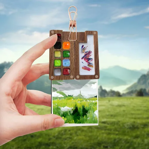 Vista 4 de caichuxiye Mini cuaderno de bocetos de acuarela, papel de acuarela para artistas, diseño de órgano, libro de pintura académica plegable, cuadernos