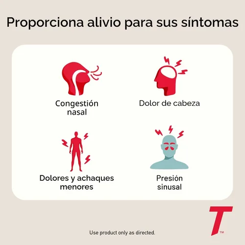 Vista 2 de Tylenol Pastillas medicinales para aliviar el resfriado y la gripe durante el día de los senos sinusales, analgésico sin somnolencia, expectorante