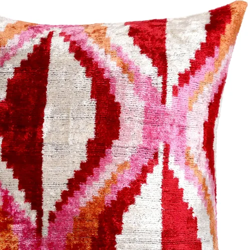Vista 4 de CANVELLO -Exquisita almohada/cojín de plumón: almohadas de plumas elegancia y arte Almohadas icónicas con diseño Ikat Seda de terciopelo suave