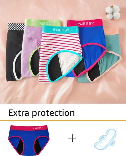 Vista 5 de INNERSY Bragas menstruales de algodón para adolescentes de 8 a 16 años, paquete de 3