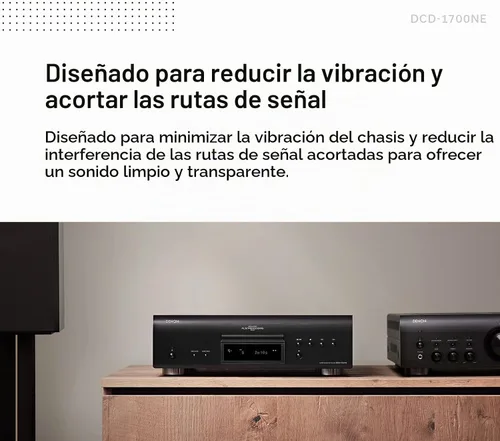 Vista 3 de Denon DCD-1700NE Reproductor SACD, Reproductores de CD para el hogar, convertidor D/A de 192 kHz/32 bits de ultra precisión, diseño resistente a