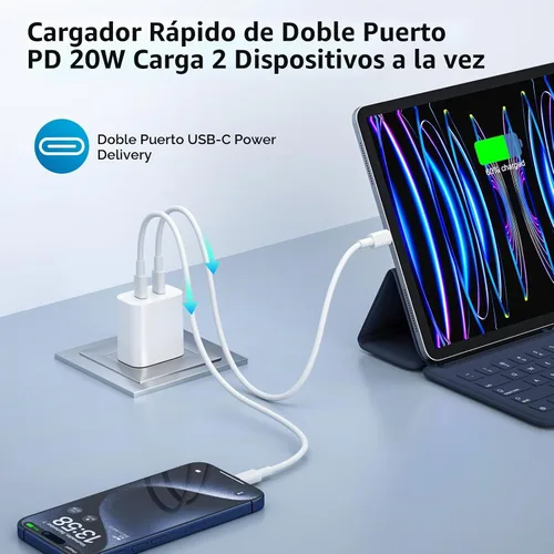 Vista 2 de Bloque de cargador USB C para iPhone 17 16 15 Bloque de carga rápida