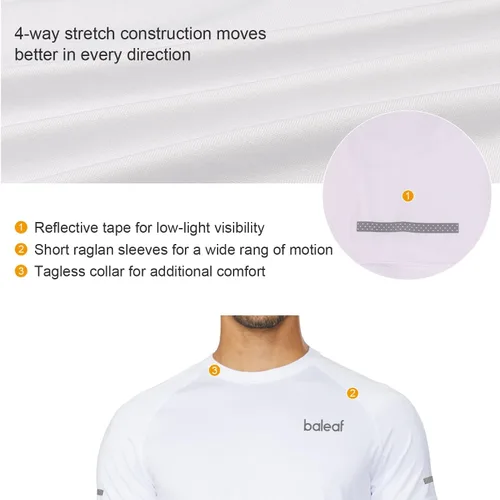 Vista 4 de Baleaf Camisetas de correr para hombre, de manga corta, atléticas, de secado rápido