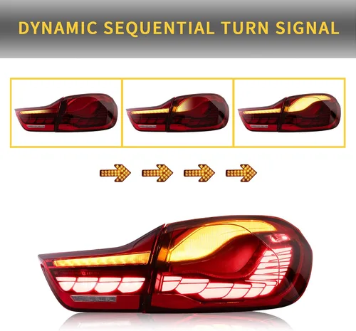 Vista 4 de VLAND - Luces traseras OLED serie 4 con señal de giro secuencial compatible con BMW M4 GTS F32 F33 F82 F83 2014-2020 Sedán/Convertible/Coupé