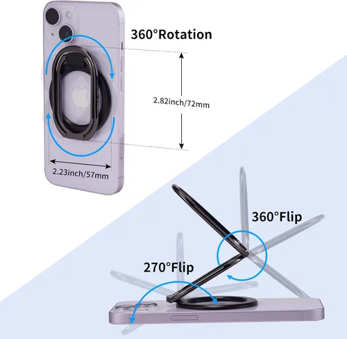Vista 4 de Soporte magnético para anillo de teléfono, agarre extraíble y soporte para MagSafe