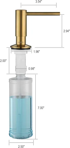 Vista 7 de AguaStella ASF026BG Dispensador de jabón integrado dorado cepillado brillante para fregadero de cocina con botella de jabón bomba de encimera