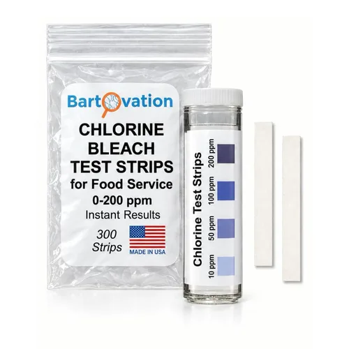 Vista 4 de Bartovation 100 tiras de papel para prueba de cloro, evaluación de la potencia desinfectante, 10 - 200 ppm