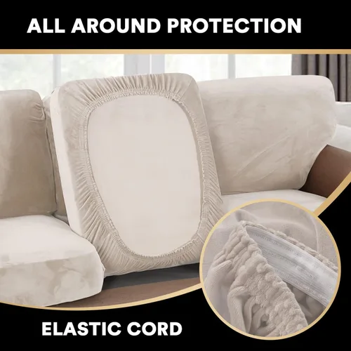 Vista 6 de PrinceDeco Fundas para sillas de terciopelo de varias piezas, fundas de cojín para sofá, fundas de cojín lavables, fundas de cojín de asiento