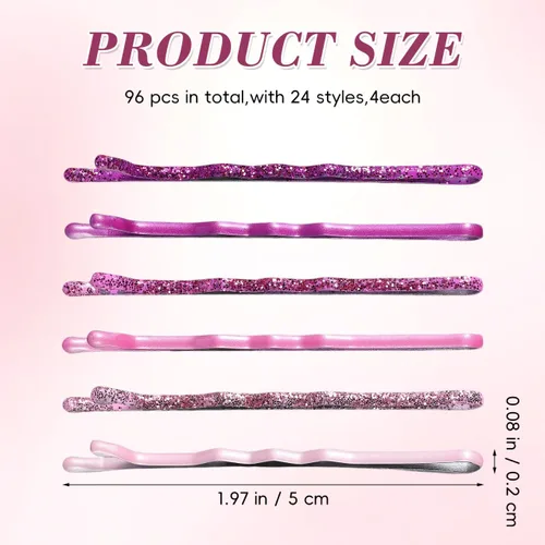 Vista 2 de Lurrose 96 pinzas para el cabello con purpurina, horquillas de metal, barniz para estufa, pasadores para mujer, color negro para ocasiones