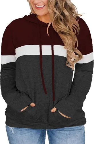 Vista 24 de VISLILY - Sudaderas con capucha para mujer, talla grande, con bloques de color y bolsillos, tallas XL a 4XL gris (01_a_gray)