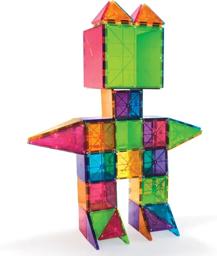 Vista 4 de MAGNA-TILES Juego clásico de construcción magnética de 100 piezas, la marca original de construcción magnética