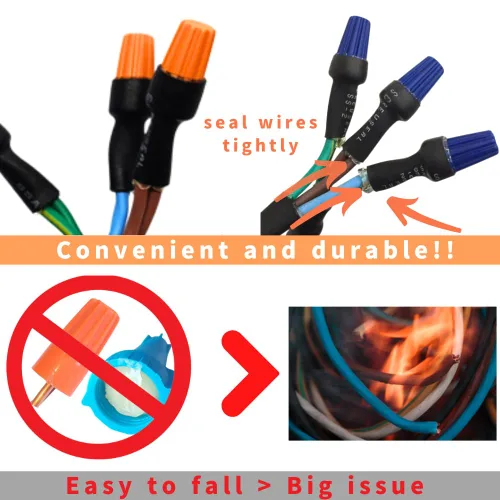 Vista 3 de Conectores de cable impermeables SS3 naranja 30 piezas AWG 22-14, conectores de cable eléctrico seguros para cable de iluminación de paisaje al aire