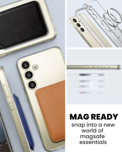 Vista 8 de CaseBorne Slim Series - Funda compatible con Samsung Galaxy S24 Plus, combo 3 en 1, cubierta magnética híbrida ultra transparente, con protector