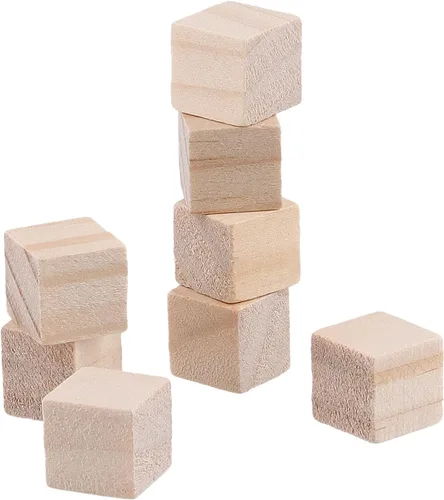 Vista 4 de 1000 bloques cuadrados de madera, cubos de madera, cubos de madera pequeños sin terminar para bricolaje