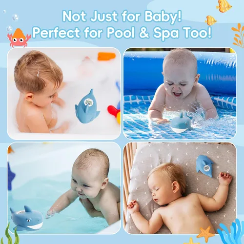 Vista 6 de b & h - Termómetro de baño para bebé, termómetro digital de temperatura del agua de tiburón