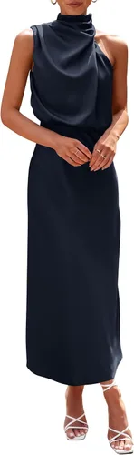 Vista 34 de PRETTYGARDEN Women's Summer Satin Maxi Cocktail Dress Verde militar