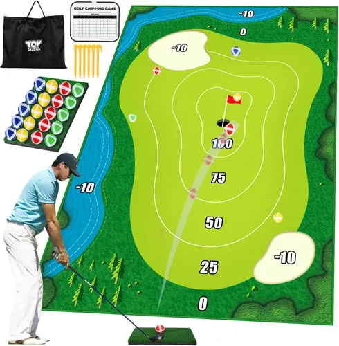 Vista 9 de TOY Life Chipping - Tapetes de práctica de golf, juego de golf, tapete de entrenamiento para interiores y exteriores, para adultos, familia, niños