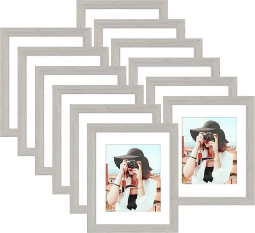 Vista 247 de Picrit - Juego de 12 portarretratos de 4 x 6 pulgadas, para fotos de 3.5 x 5 con paspartú o 4 x 6 pulgadas sin paspartú, marcos para colgar