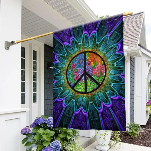 Vista 20 de Banderas PSL318F - Bandera hippie de personas que viven la vida en paz PSL318F, bandera de jardín (11.5 x 17.5 pulgadas), banderas de jardín de casa