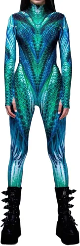 Vista 11 de Enterizo ajustado unisex para adultos, con estampado 3D en 3D de cuello alto, overol tipo unitardo Naranja Negro-1033