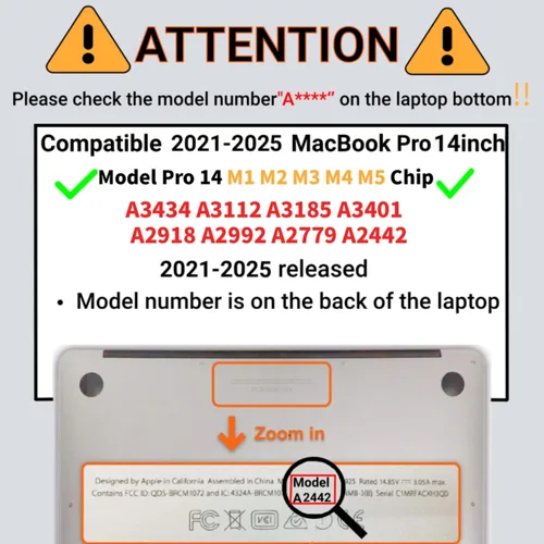 Vista 3 de Compatible con MacBook Pro 14 pulgadas Pro/Max Case 2025-2021 modelos M5/M4/M3/M2/M1 A3434 A3185 A3401 A3112 A2918 A2992 A2779 A2442, carcasa