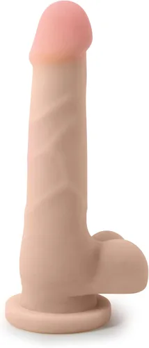 Vista 5 de Blush Au Naturel Sam - Consolador realista de 7.5 pulgadas con bolas, polla SensaFeel de doble densidad, base de ventosa, arnés de eje flexible Beige