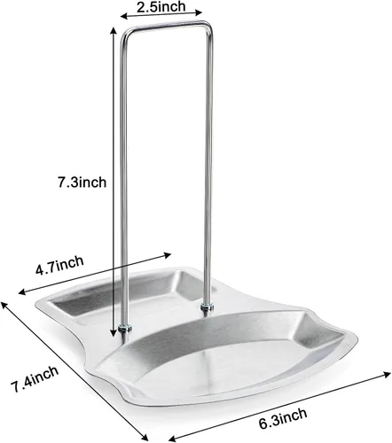 Vista 2 de Lawei Paquete de 3 tapas y soporte para cucharas, soportes para tapa de olla de acero inoxidable, organizador de tapa para ollas, sartenes, cucharas