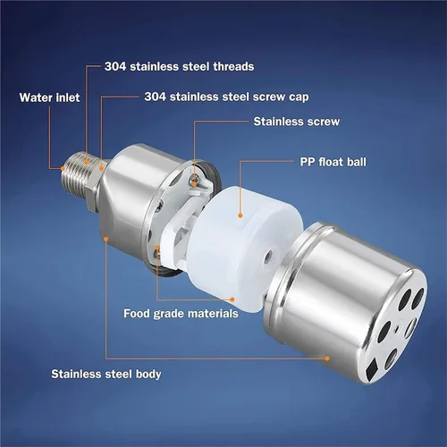Vista 3 de Automatic Water Level Control Valve 1/2 Inch Stainless Steel Float Ball for Tank Swimming Pool Straight with Clip