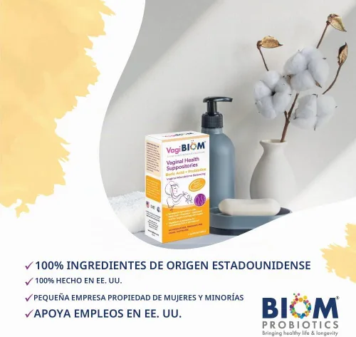 Vista 5 de VagiBiom Supositorios de Ácido Bórico con Lactobacillus: Equilibrio de la Flora del Microbioma; Equilibra y Nutre la Flora Saludable; Sin Parabenos