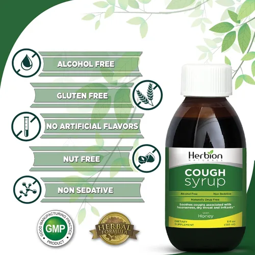 Vista 3 de HERBION Naturals - Jarabe para la tos con miel, 5 onzas líquidas, alivia la tos y alivia el dolor de garganta, optimiza el sistema inmunológico