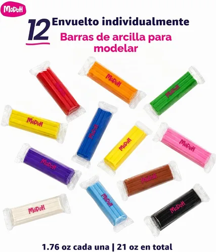 Vista 4 de Arcilla de modelado de 12 colores que no se seca, cada una de 1.76