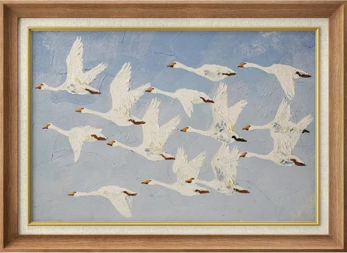 Vista 294 de MUDECOR Lienzo enmarcado prémium para pared, pinos nevados en bosque de invierno, ilustraciones modernas, arte contemporáneo, escénico, divertido