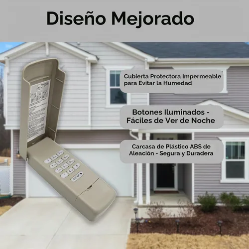 Vista 4 de para Teclado de Apertura de Garaje 877LM, Compatible con Apertura Craftsman/Liftmaster/Chamberlain Producido desde 1993, Entrada Inalámbrica sin
