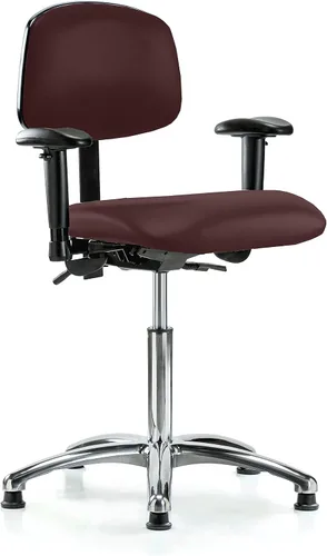 Vista 70 de PERCH - Silla giratoria con ruedas para alfombra o linóleo, cromado, Textil, Tela negra