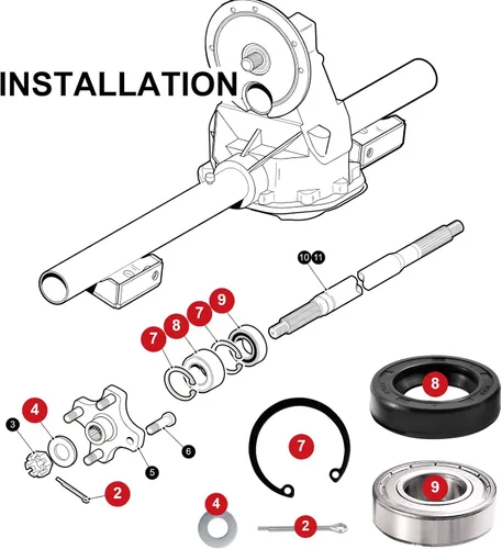 Vista 4 de Roykaw Kit de rodamiento y sello de eje trasero para carrito de golf eléctrico EZGO TXT/RXV/Medalist/Marathon, reemplaza al OEM # 611931, 70181G01