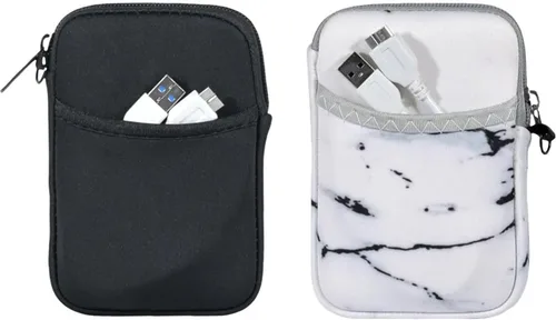 Vista 4 de Estuche de transporte para disco duro externo suave (negro + blanco mármol)