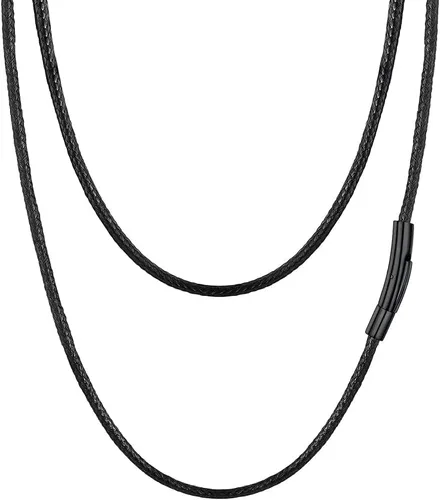 Vista 14 de PROSTEEL Collar de cuero impermeable para hombre, 0.079 in/0.118 in, 16 a 30 pulgadas, con cierre de acero inoxidable, cadena de bricolaje