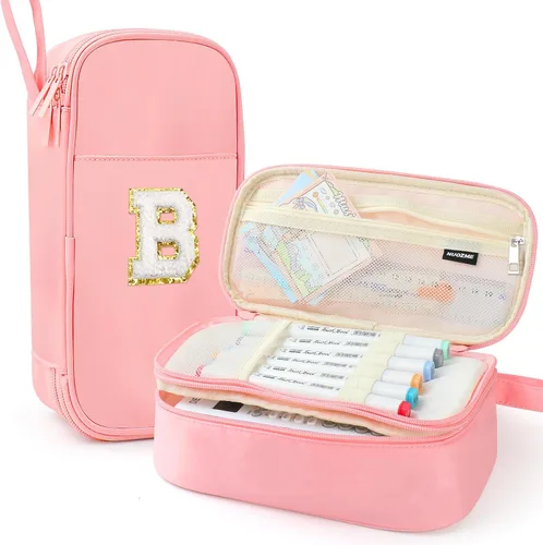 Vista 103 de Estuche Grande para Lápices, Bolsa de Lápices de Gran Capacidad, Bolsa de Lápices Personalizada con Inicial con Cremallera Suave, Múltiples