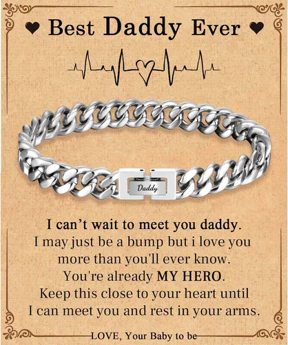 Vista 20 de Regalos para papá, hijo, nieto, tío sobrino, hermano, marido, novio, regalos para hombres y niños, pulsera de eslabones de cadena cubana, regalos