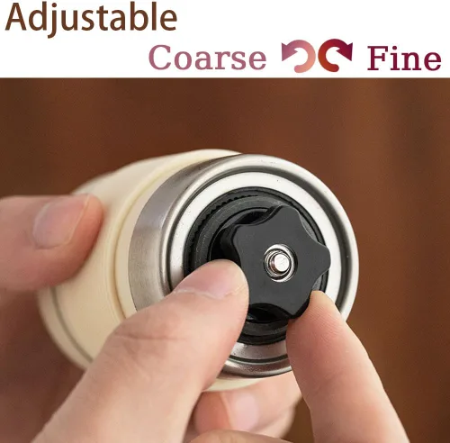 Vista 3 de Molinillo de café manual para uso doméstico, material de acero inoxidable 304, ajuste ajustable, con rebabas de café expreso de mano de cerámica