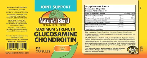 Vista 2 de Glucosamina Condroitina Máxima Fuerza 120 Cápsulas por Nature's Blend
