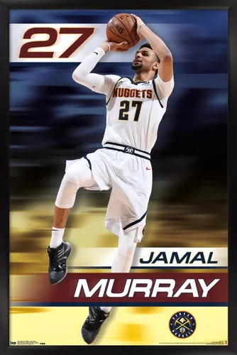 Vista 8 de Trends International NBA Denver Nuggets - Póster de pared de Jamal Murray 19, 14.725 x 22.375 pulgadas, versión enmarcada de madera de granero