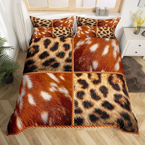 Vista 23 de Juego de funda de edredón de oso para niños, juego de ropa de cama de animales salvajes para niños, naturaleza, vida silvestre, oso, pájaro, juego