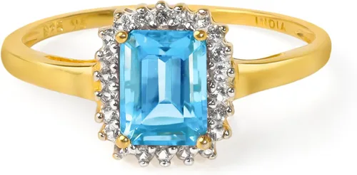 Vista 5 de YoTreasure Anillo de compromiso de oro amarillo sólido de 10 quilates con topacio azul Londres de 1.34