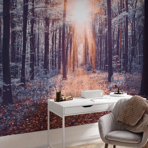 Vista 47 de artgeist Mural de pared premium Bosque púrpura, 79 x 55 pulgadas, papel tapiz no tejido, decoración de pared de vellón, impresión fotográfica