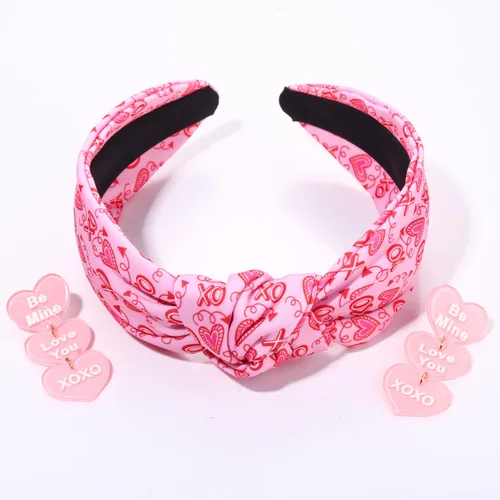 Vista 86 de YAHPERN Diadema para el día de San Valentín para mujer, colorida diadema de algodón con estampado de corazón de conversación XOXO Love, diadema