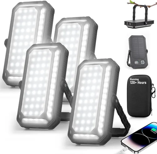 Vista 10 de Linterna LED de camping, luces de camping recargables de 10000mAh, alto lúmen, pantalla LCD digital, 12 modos de luz, luces de tienda de campaña