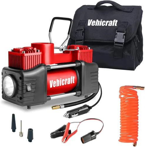 Vista 9 de Inflador de neumáticos de 12 V, bomba de aire de doble cilindro de 150 PSI para automóvil, SUV, RV Azul